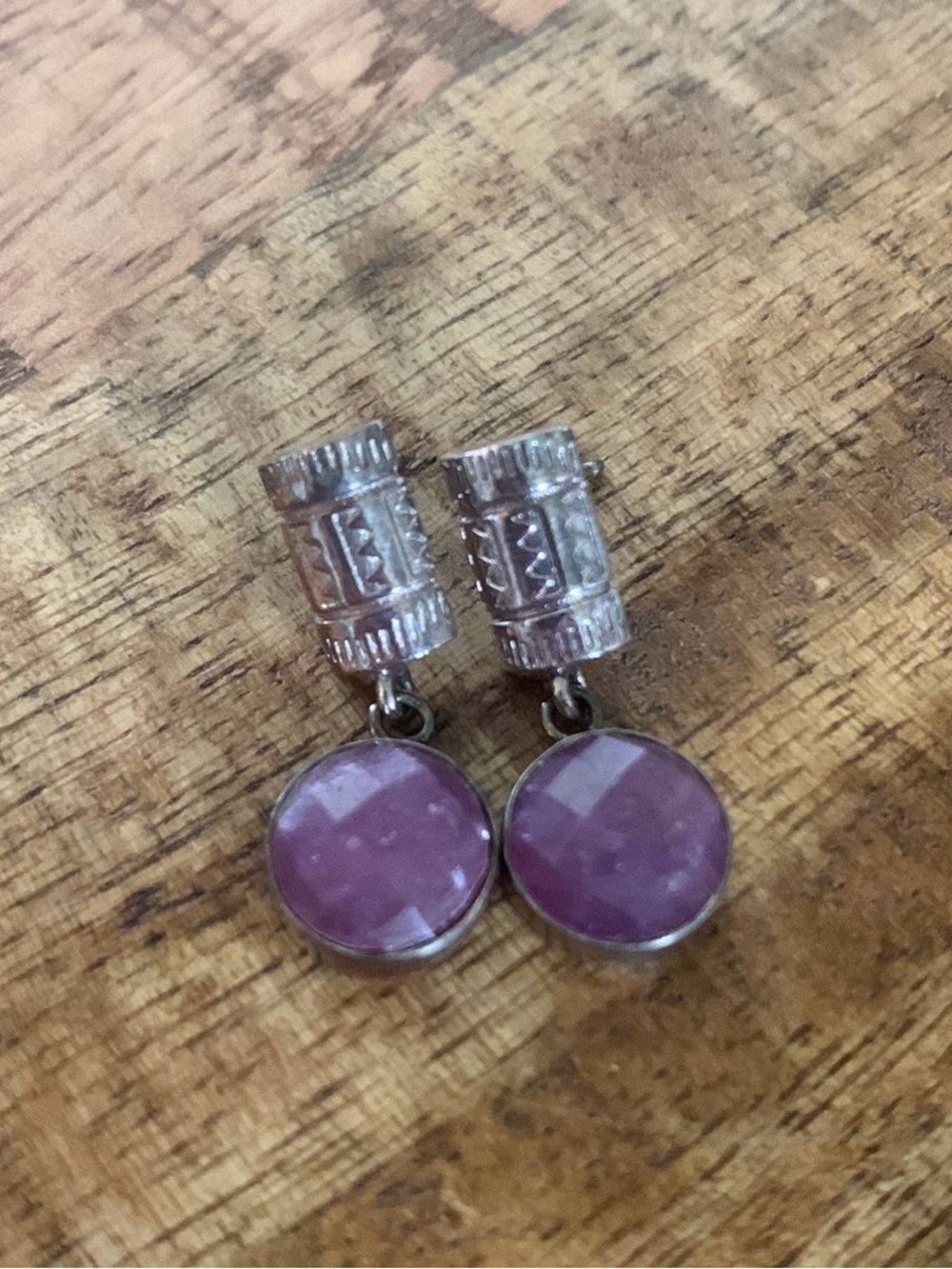 Sterling Silver & Amethyst Geometric Dangle Earrings